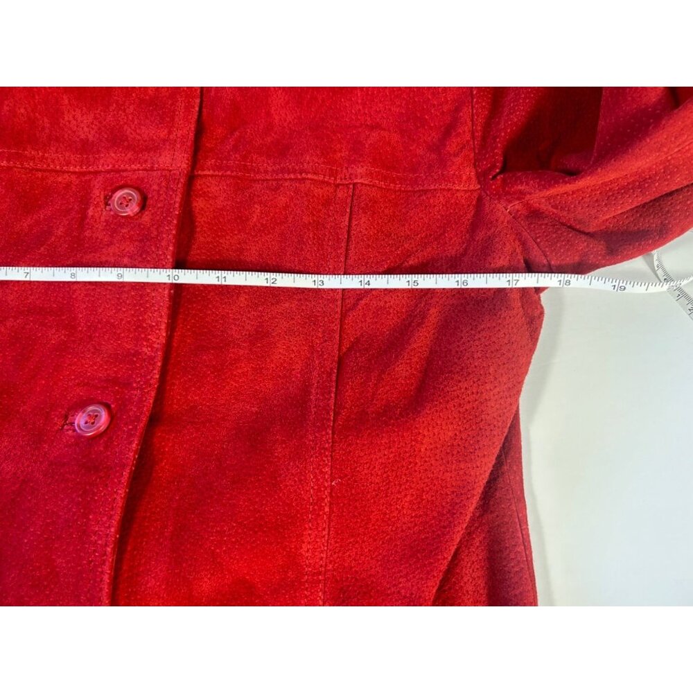 Vintage Red Suede Leather Jacket by Jaclyn Smith Button-Front Womens Size M - Picture 8 of 12